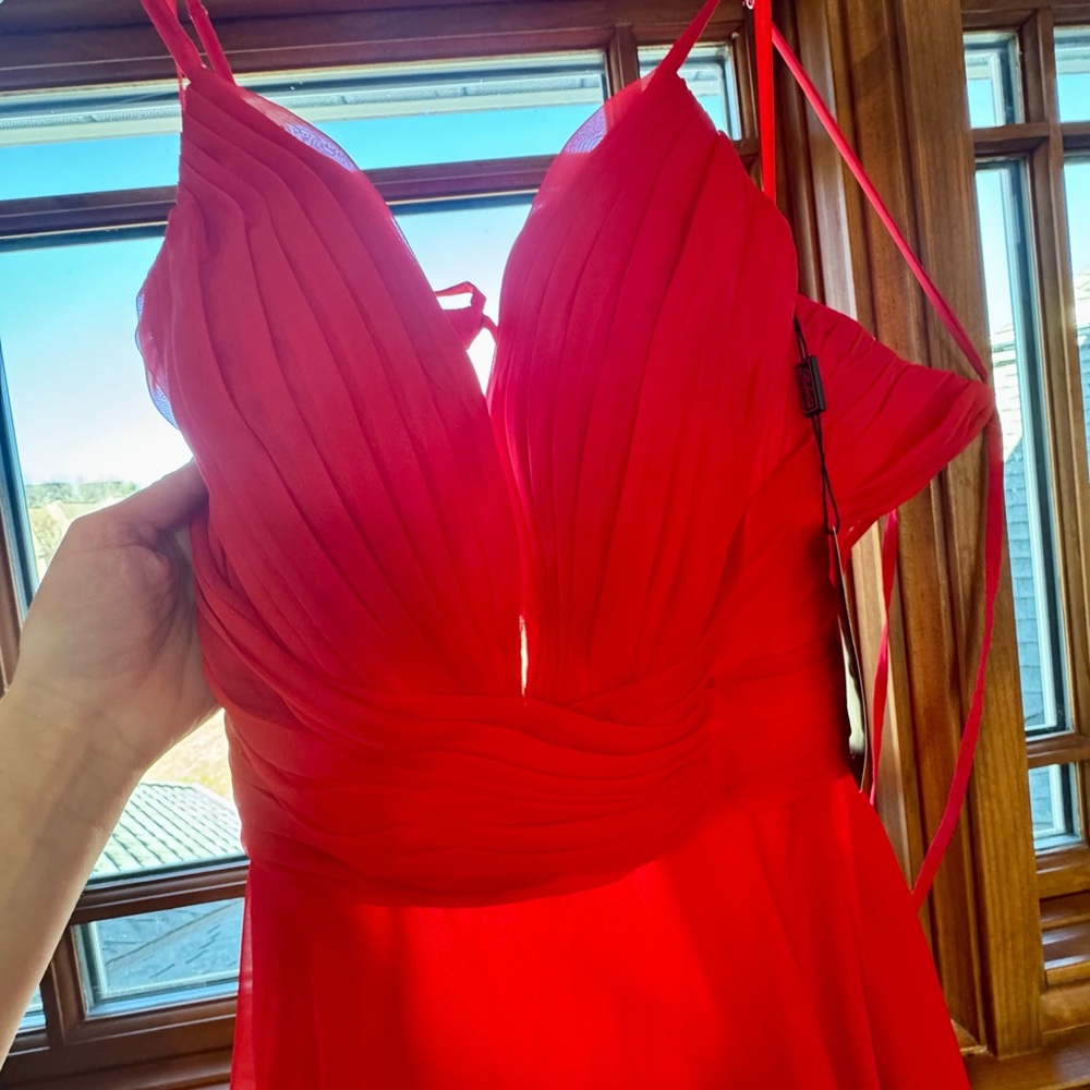 LA FEMME Elegant Red Dress with Slit NWT - Picture 3 of 3